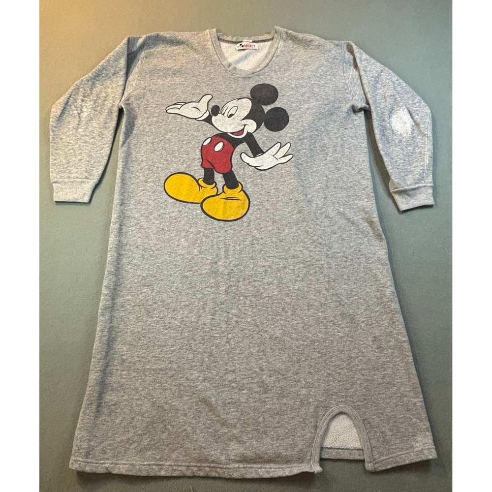 VTG Club Mickey Mouse Sweatshirt Dress Womens L/XL Gray Disney Loungewear 90s